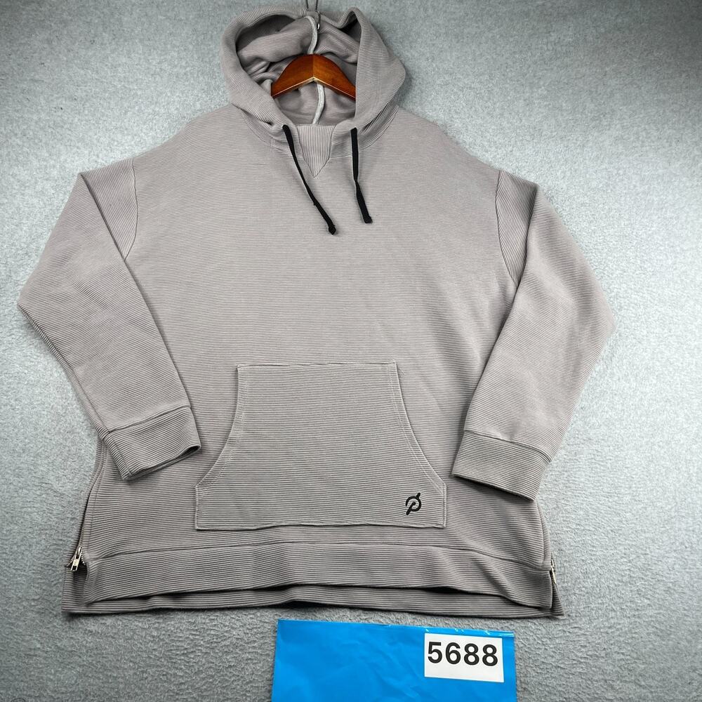 Peloton Ribbed Hoodie Sweatshirt Sizde Zips Gray Casual Pullover 2XL Mens